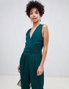 Vero Moda Faux Wrap Jumpsuit - Green