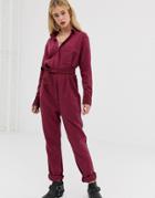 One Teaspoon Linen Boiler Suit - Red