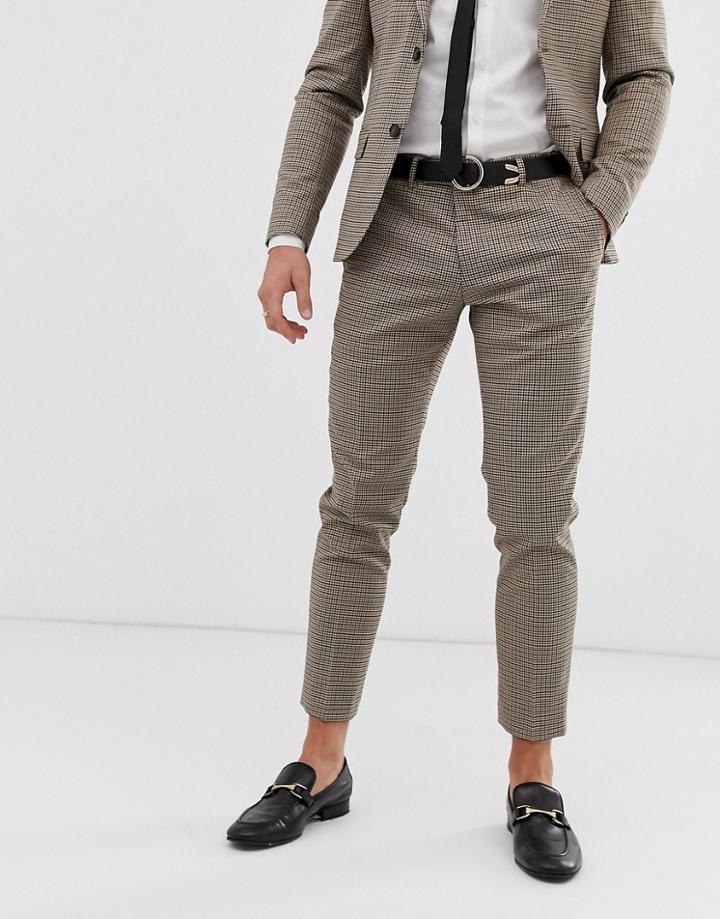 River Island Wedding Suit Pants In Brown Check