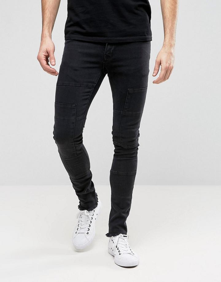 Hoxton Denim Jeans Spray On Patchwork Jean - Black