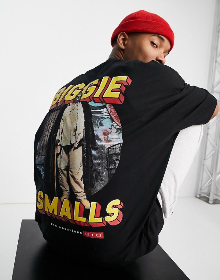 Asos Design Oversized T-shirt With Biggie Smalls Graphic Print In Black