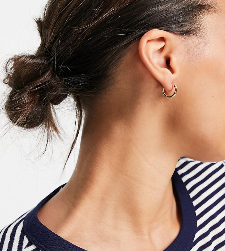 Designb London Huggie Hoop Earrings In Gold Plate