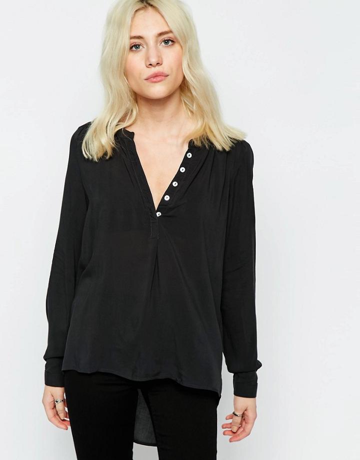 Only Fallow Collarless Shirt In Phantom - Phantom
