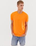 Brave Soul Neon Raw Edge T-shirt - Orange