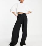 Chelsea Peers Tall High Rise Wide Leg Sweatpants With Woven Logo Tab In Black