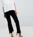 Asos Design Maternity Egerton Rigid Cropped Flare Jeans In Washed Black With Raw Hem With Side Bump Band