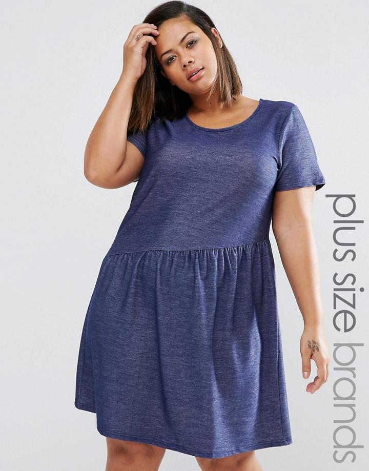 Junarose Plus Smock Dress In Denim Blue - Blue