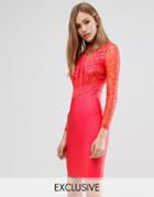 Wow Couture Bandage Lace And Cage Dress - Red