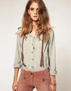 Maison Scotch Roll Sleeve Shirt With Suspender Detail