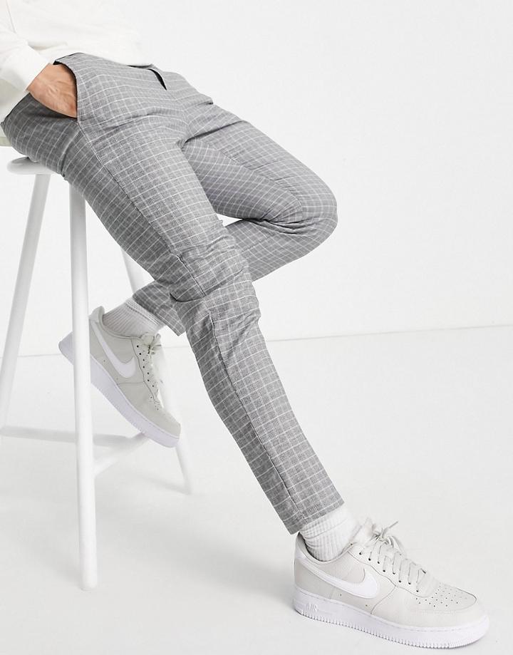 Only & Sons Plaid Pants In Gray-grey