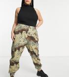 Missguided Plus Cargo Pants With Cuffed Hem In Camo-green