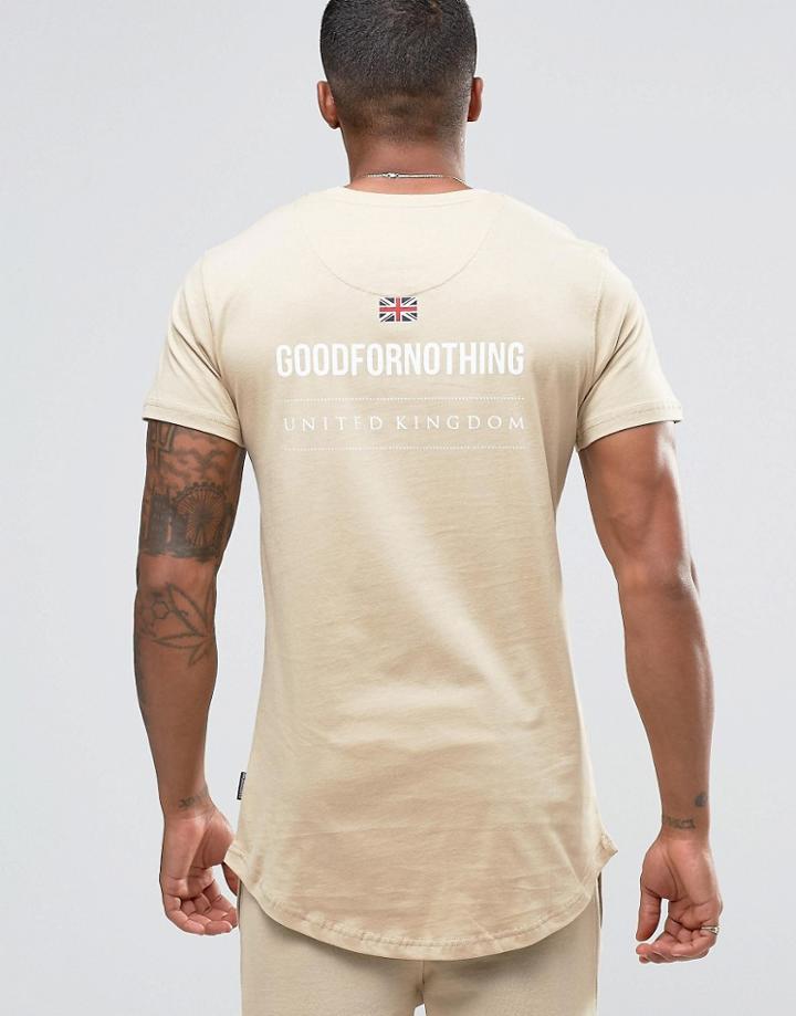 Good For Nothing T-shirt With Back Print - Beige