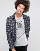 Love Moschino All Over Printed Denim Jacket - Blue