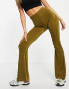Miss Selfridge Slinky Kickflare Pant In Khaki-green