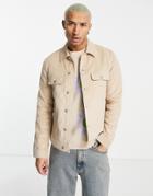 Asos Design Cord Western Jacket In Stone-neutral
