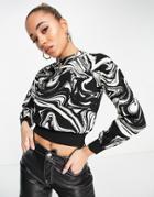 Mango Marble Swirl Sweater In Mono-black