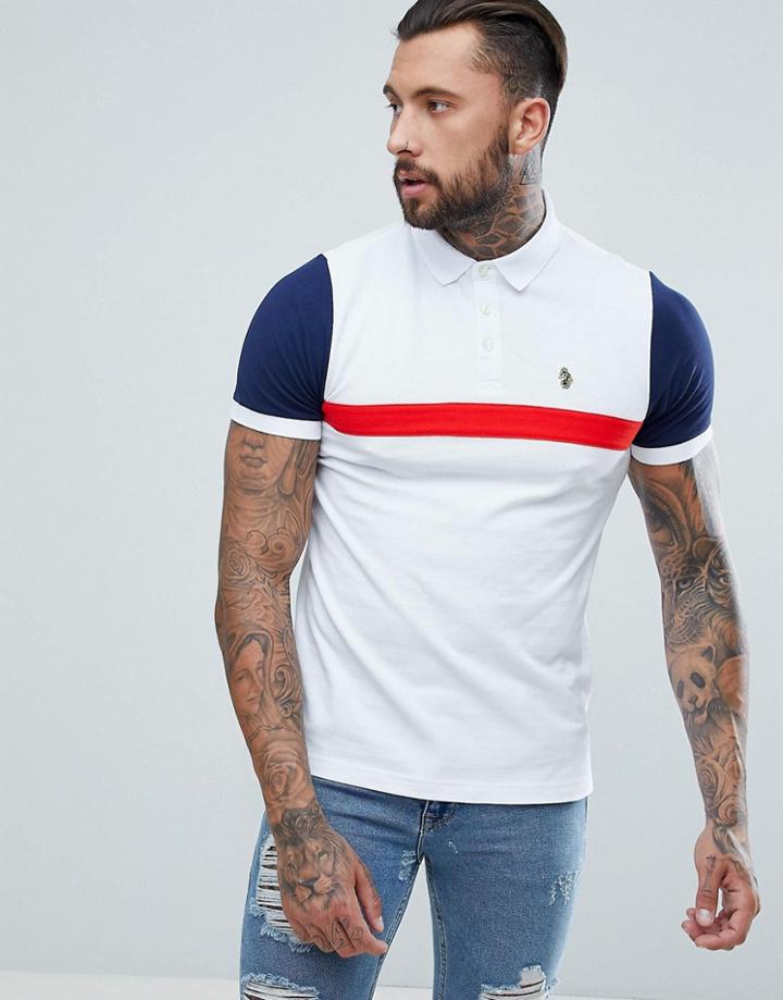 Luke Sport Fosbury Color Block Polo Shirt In White Mix - White
