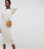 Asos Design Tall Two-piece Midi Skirt In Wide Rib - Beige