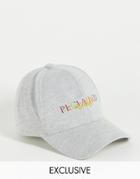Reclaimed Vintage Inspired Unisex Cap In Gray Heather With Rainbow Logo-grey