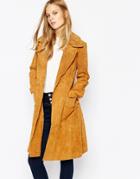 Lost Ink Suede Belted Trench - Tan