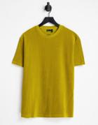 Asos Design Relaxed T-shirt In Yellow Ribbed Velour Cord
