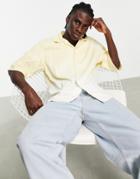 Bershka Revere Collar Shirt Set In Yellow & White