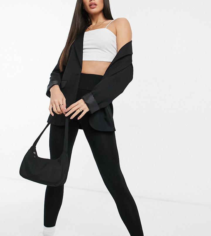 Asos Design Tall Leggings With Deep Waistband In Black