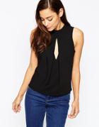 Asos Shell Top With Keyhole - Black