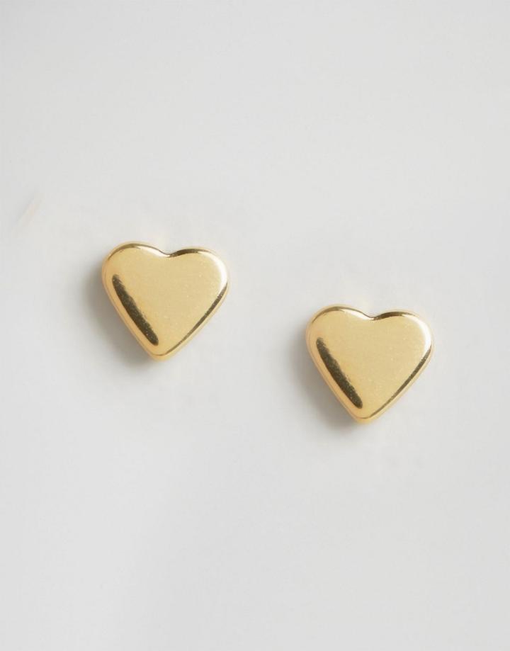 Orelia Flat Heart Stud Earrings - Gold