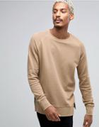 Asos Oversized Sweatshirt In Waffle Fabric - Brown