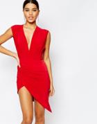 Club L Wrap Front Midi Dress - Red