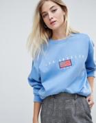 Daisy Street Relaxed Sweatshirt With Vintage Los Angeles Embroidery-blue