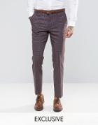 Heart & Dagger Slim Suit Pants In Check - Red