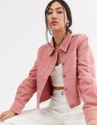 Monki Utility Button Up Jacket In Pink - Pink