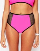 Jaded London Mesh High Waist Bikini Bottoms - Pink