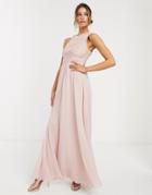 Asos Design Bridesmaid Maxi Dress With Soft Pleated Bodice - Pink