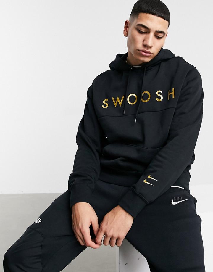 Nike Swoosh Hoodie In Black