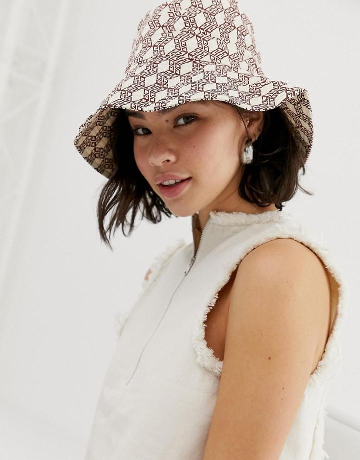 Asos Design Monogram Bucket Hat - Multi