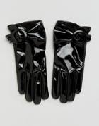 Asos Black Patent Buckle Glove With Touch Screen - Black