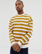 Asos Design Oversized Striped Sweatshirt In White