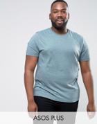Asos Plus T-shirt In Green Marl - Beige
