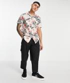 Asos Design Kellogg's Regular Revere Shirt In Textured Cotton-neutral