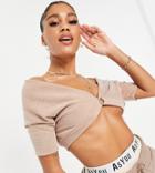 Asyou Twist Front Bandeau In Oatmeal-brown