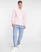 Asos Design Overhead Washed Poplin Rugby Shirt In Pink