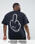 New Love Club Plus Hand Gesture Back Print T-shirt - Black