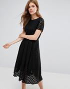 Ymc Zig Zag Sheer A Line Midi Dress - Black