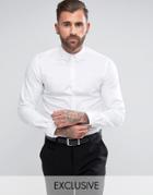 Heart & Dagger Skinny Shirt With Button Down Collar - White