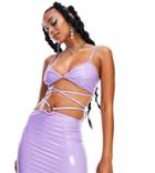 Asyou Festival Ring Detail Strappy Vinyl Mini Skirt In Lilac - Part Of A Set-purple