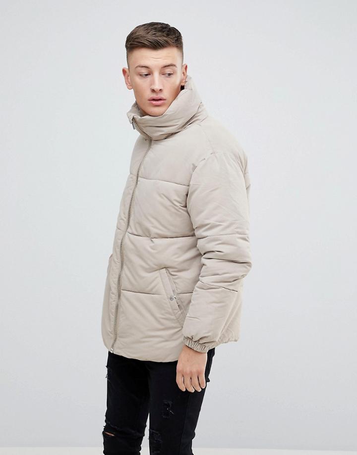 Pull & Bear Padded Jacket In Beige - Beige