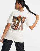 Hnr Ldn Oversized T-shirt With Graphic Back Print In White-brown